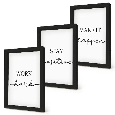 Pakke med billeder og rammer minimalistiske motiverende citater til inspiration