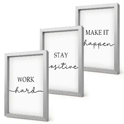 Pakke med billeder og rammer minimalistiske motiverende citater til inspiration