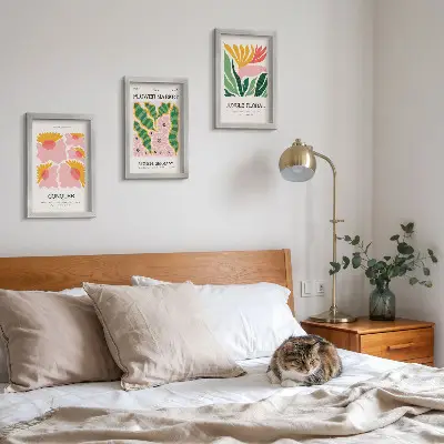 Moderne billedsæt med blomster og blade