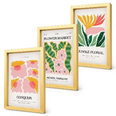 Moderne billedsæt med blomster og blade