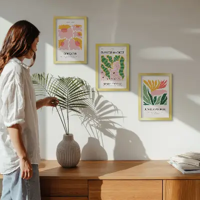 Moderne billedsæt med blomster og blade