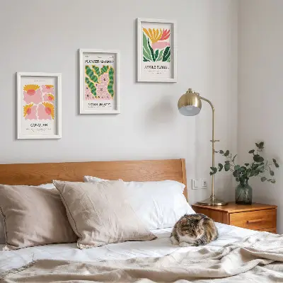 Moderne billedsæt med blomster og blade