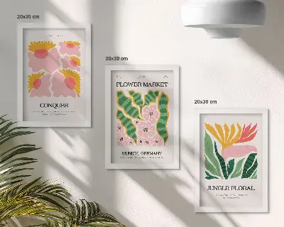 Moderne billedsæt med blomster og blade