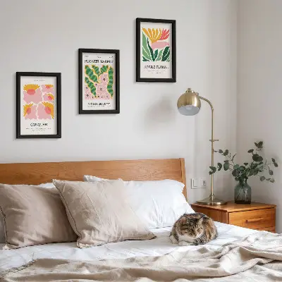 Moderne billedsæt med blomster og blade