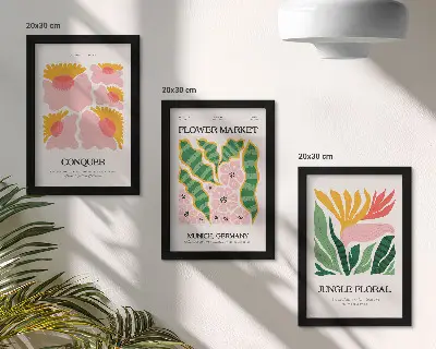 Moderne billedsæt med blomster og blade