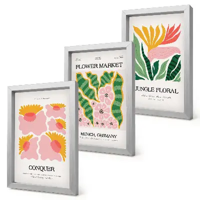 Moderne billedsæt med blomster og blade