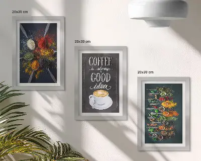 Krydderier og kaffe med køkkenurter billeder og rammer med mønster