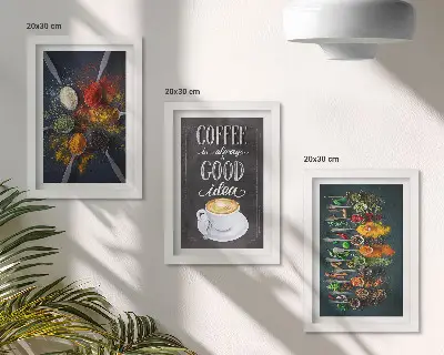 Krydderier og kaffe med køkkenurter billeder og rammer med mønster