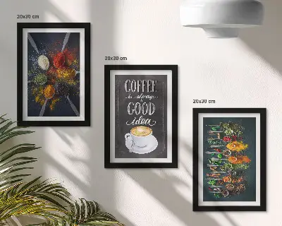 Krydderier og kaffe med køkkenurter billeder og rammer med mønster