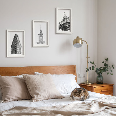 Moderne billedsæt Arkitektoniske bygninger i sort-hvid minimalisme