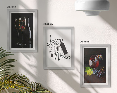 Billedvæg Glas vin med druer og en indskrift om vin