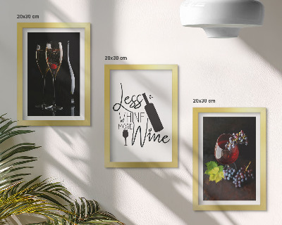 Billedvæg Glas vin med druer og en indskrift om vin