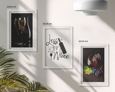 Billedvæg Glas vin med druer og en indskrift om vin