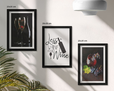 Billedvæg Glas vin med druer og en indskrift om vin