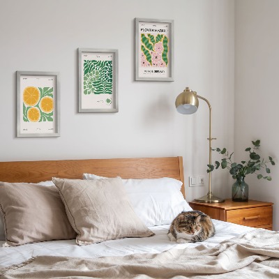 Moderne billedsæt Plakater med frugt- og plantemotiver i pastelfarver