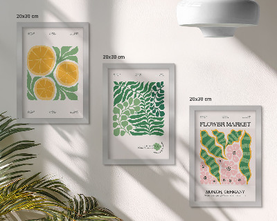 Moderne billedsæt Plakater med frugt- og plantemotiver i pastelfarver