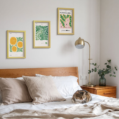 Moderne billedsæt Plakater med frugt- og plantemotiver i pastelfarver