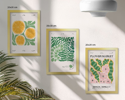 Moderne billedsæt Plakater med frugt- og plantemotiver i pastelfarver