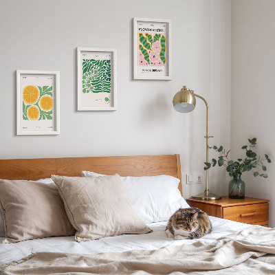 Moderne billedsæt Plakater med frugt- og plantemotiver i pastelfarver