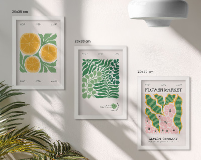 Moderne billedsæt Plakater med frugt- og plantemotiver i pastelfarver