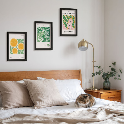 Moderne billedsæt Plakater med frugt- og plantemotiver i pastelfarver