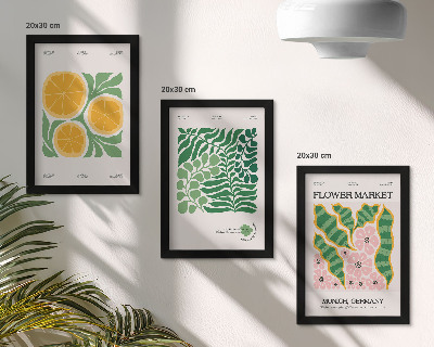Moderne billedsæt Plakater med frugt- og plantemotiver i pastelfarver