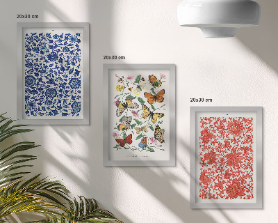 Moderne billedsæt Vintage plakater med blomster, sommerfugle og ornamenter