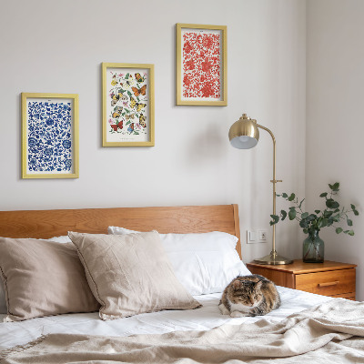Moderne billedsæt Vintage plakater med blomster, sommerfugle og ornamenter