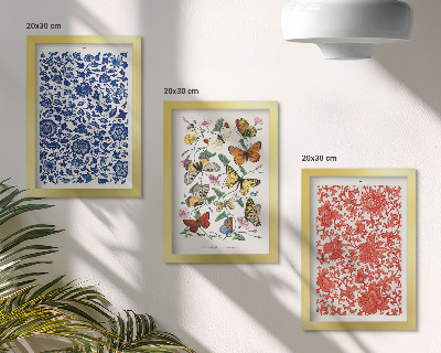 Moderne billedsæt Vintage plakater med blomster, sommerfugle og ornamenter