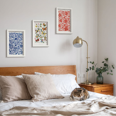 Moderne billedsæt Vintage plakater med blomster, sommerfugle og ornamenter