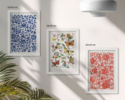 Moderne billedsæt Vintage plakater med blomster, sommerfugle og ornamenter