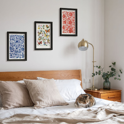 Moderne billedsæt Vintage plakater med blomster, sommerfugle og ornamenter