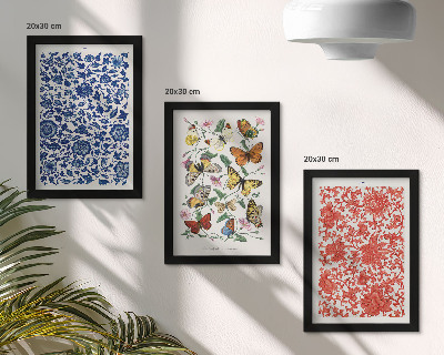 Moderne billedsæt Vintage plakater med blomster, sommerfugle og ornamenter