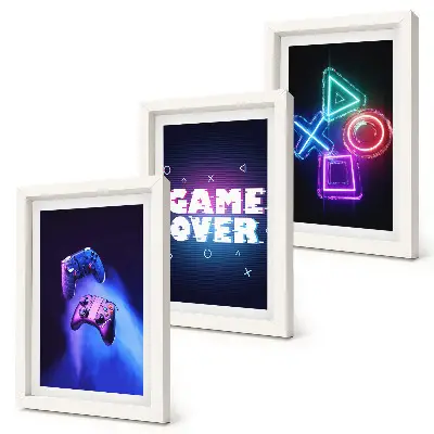 Gamepads med Game Over-ikoner pakke med billeder og rammer