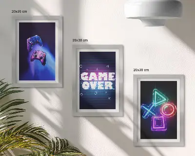 Gamepads med Game Over-ikoner pakke med billeder og rammer