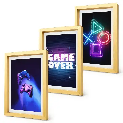 Gamepads med Game Over-ikoner pakke med billeder og rammer