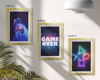 Pakke med billeder og rammer Gamepads med Game Over-ikoner