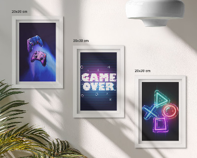 Pakke med billeder og rammer Gamepads med Game Over-ikoner