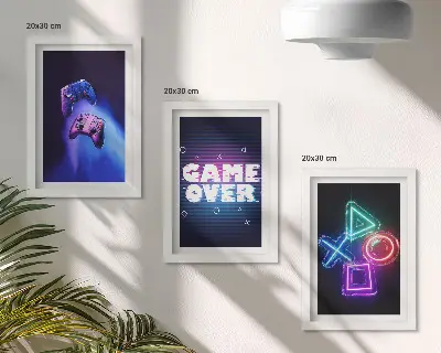 Gamepads med Game Over-ikoner pakke med billeder og rammer