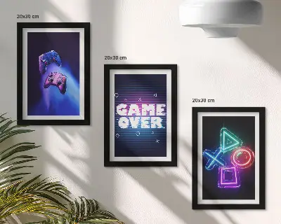Gamepads med Game Over-ikoner pakke med billeder og rammer