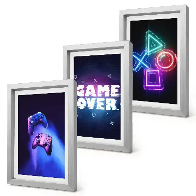 Gamepads med Game Over-ikoner pakke med billeder og rammer