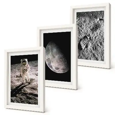 Moderne billedsæt fotografi af astronaut på månefodaftryk