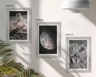 Moderne billedsæt fotografi af astronaut på månefodaftryk