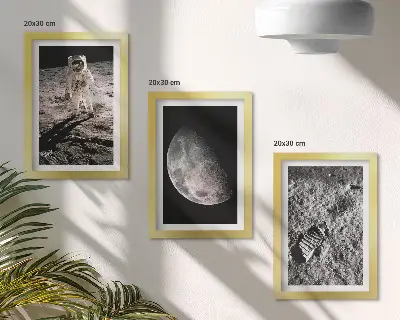 Moderne billedsæt fotografi af astronaut på månefodaftryk