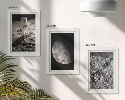 Moderne billedsæt fotografi af astronaut på månefodaftryk