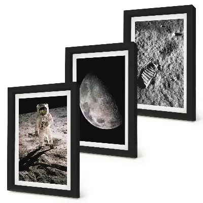 Moderne billedsæt fotografi af astronaut på månefodaftryk