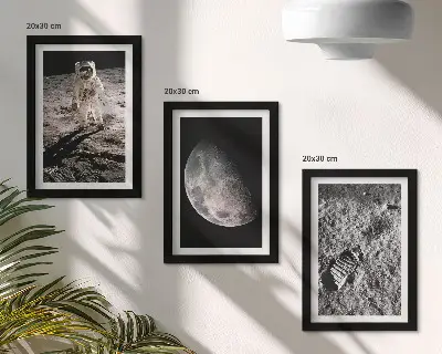 Moderne billedsæt fotografi af astronaut på månefodaftryk