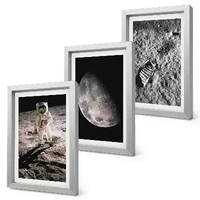 Moderne billedsæt fotografi af astronaut på månefodaftryk