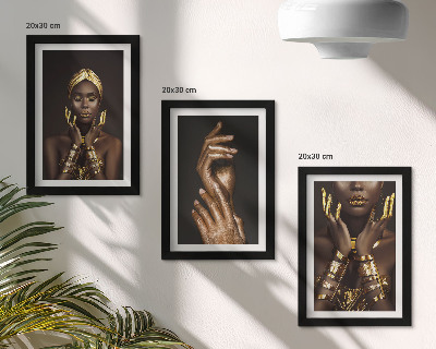 Pakke med billeder og rammer Elegante portrætter af en afrikansk kvinde