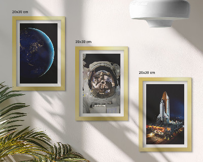 Billedvæg Rumbilleder med Jorden, astronaut og raket